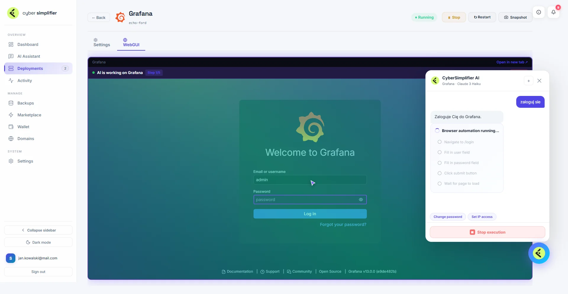 Integrated WebGUI, Terminal & AI Assistant